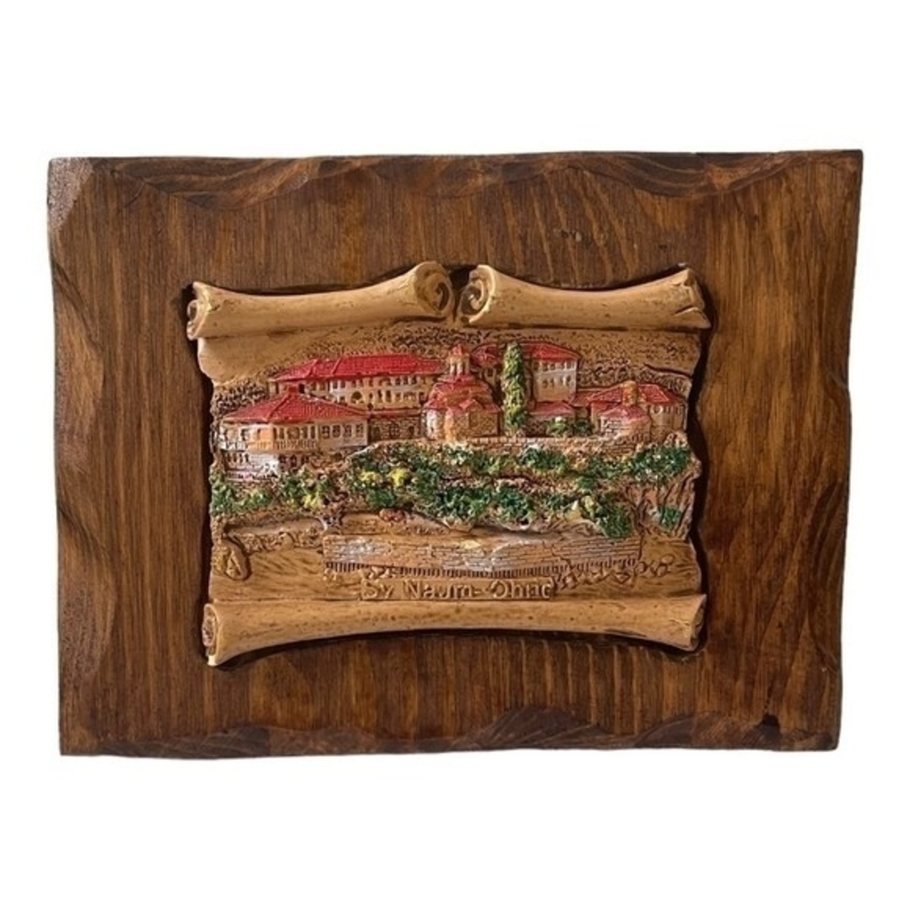 St Naum Ohrid Monastery Wood Picture 3D Wall Hanging Macedonia Souvenir Handmade